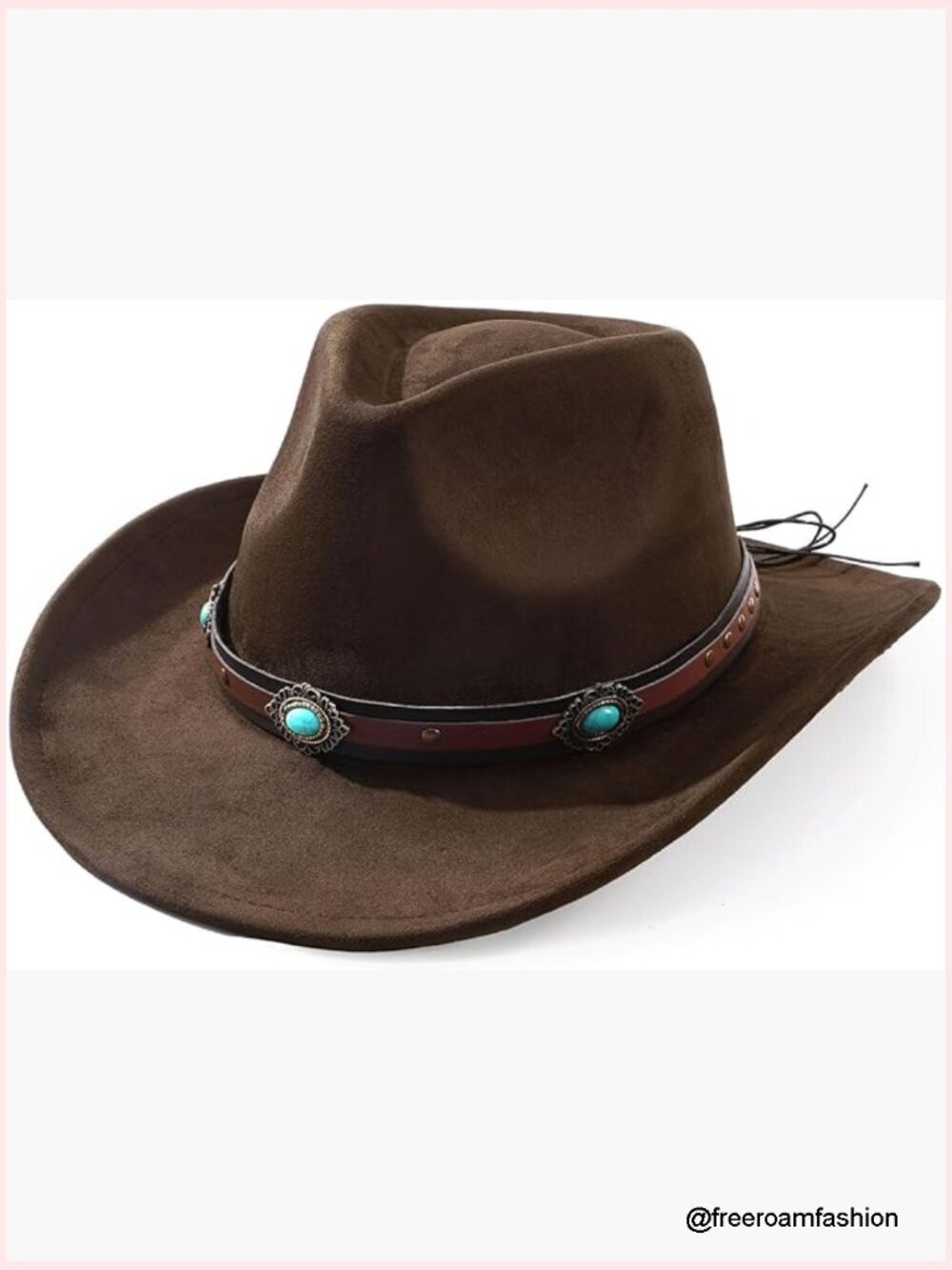 Wide Brim Felt Cowboy Hat with Adjustable Strap